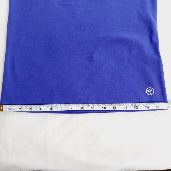 Zumba, NWT, Spaghetti Tank, Amethyst Color, Splatter Paint Print on Back, Size L - Picture 13 of 15